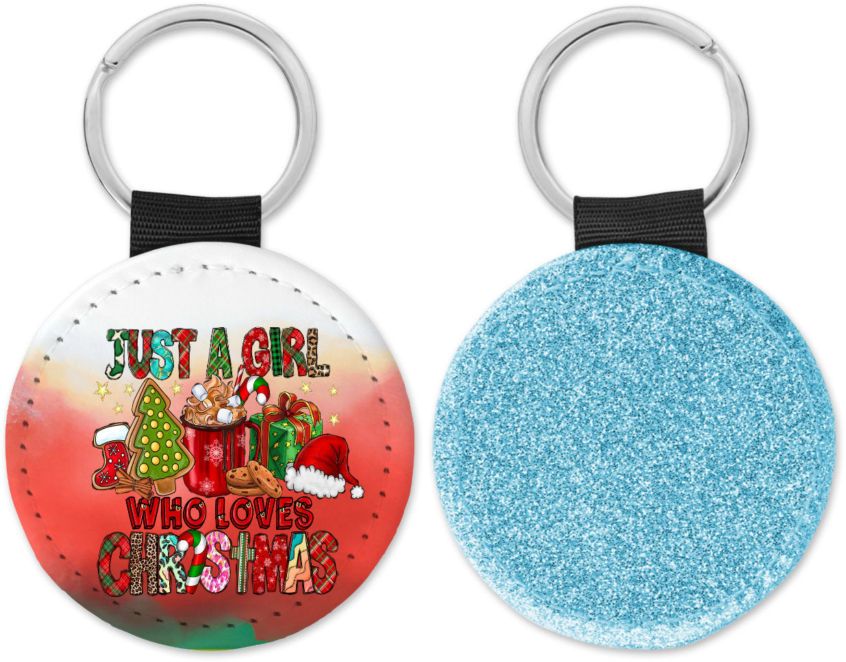 Just a Girl who loves Christmas Round Sparkly Key Chain