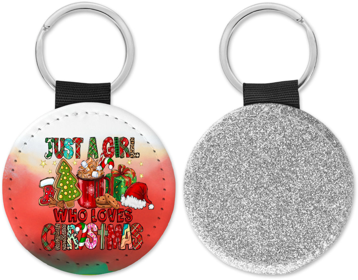 Just a Girl who loves Christmas Round Sparkly Key Chain