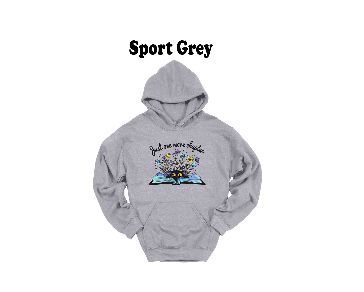 Just one more chapter floral with black cat  - Hoodie