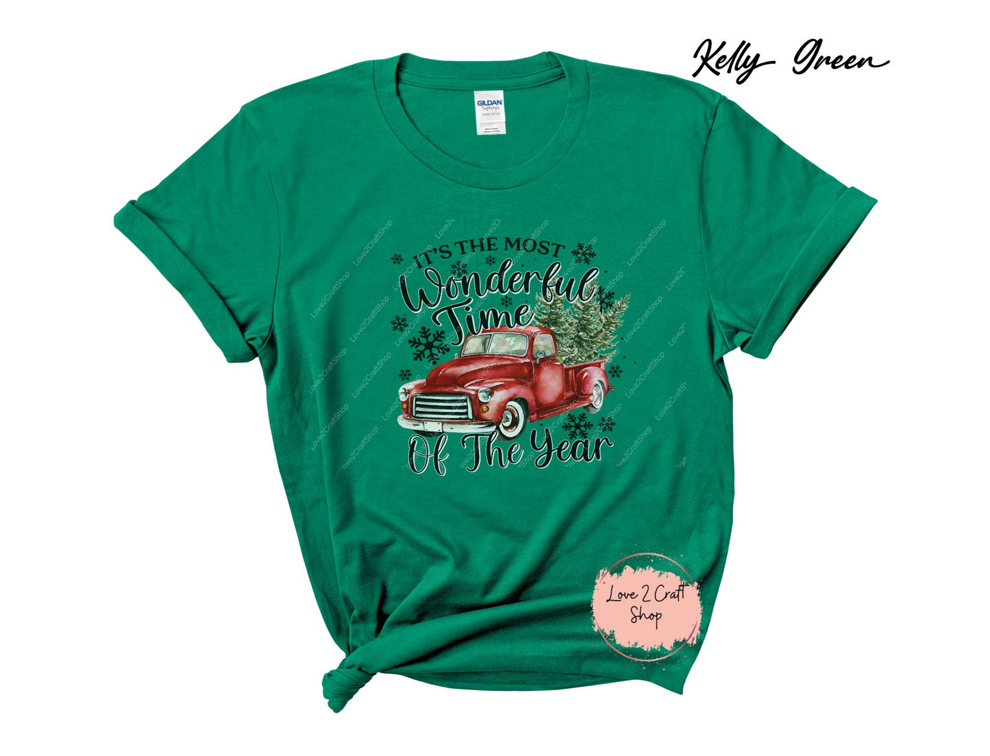 Vintage Red Truck Wonderland: It's the Most Wonderful Time of the Year Tee - Solid