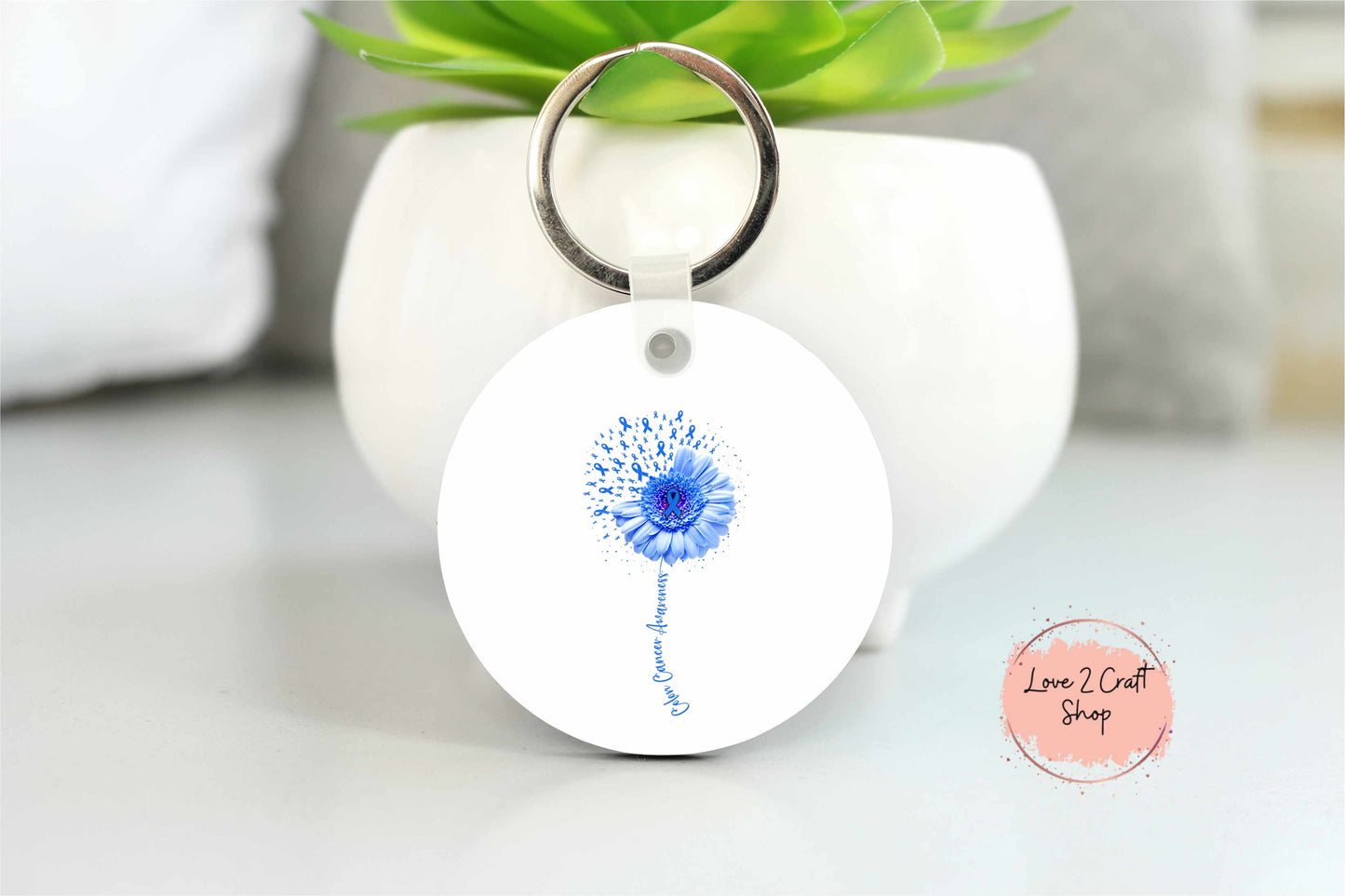 Colon Cancer Awareness Sunflower whimsical Key chain