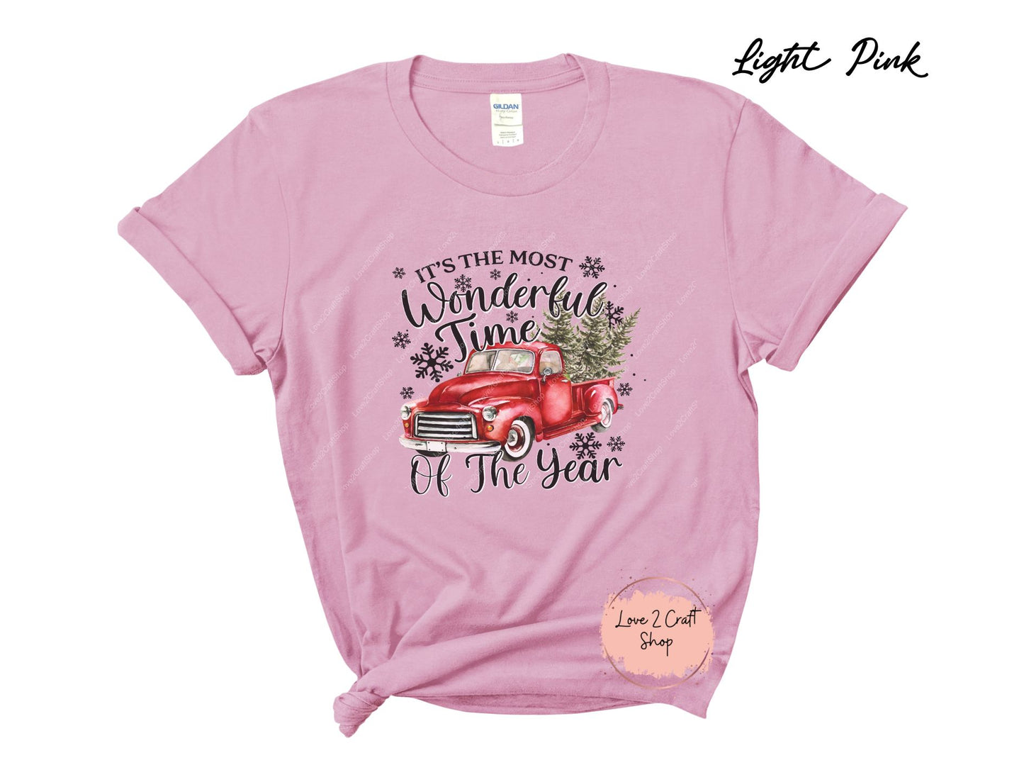 Vintage Red Truck Wonderland: It's the Most Wonderful Time of the Year Tee - Solid