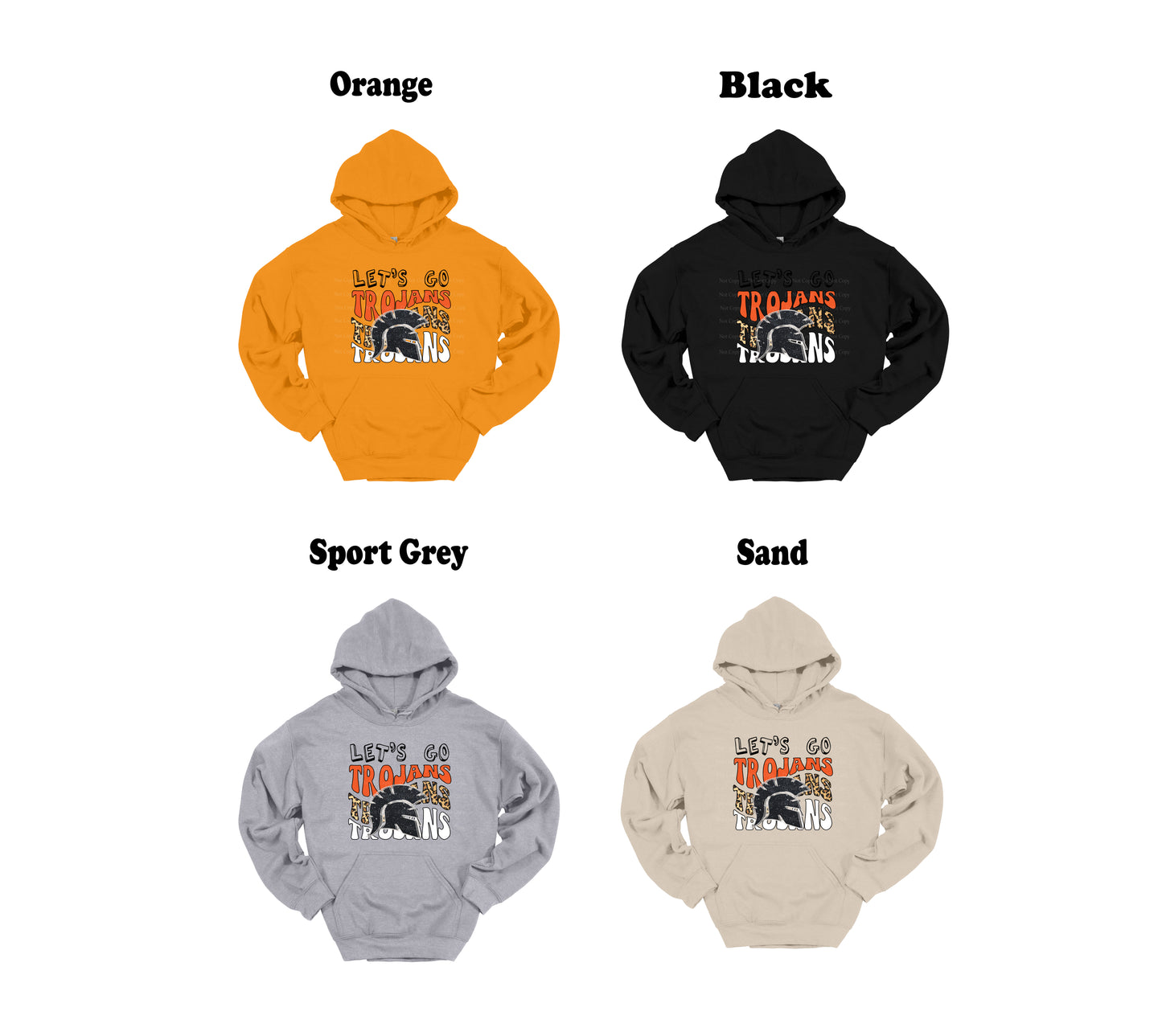 Let's Go Trojans School Spirit Leopard print Hooded Sweatshirt
