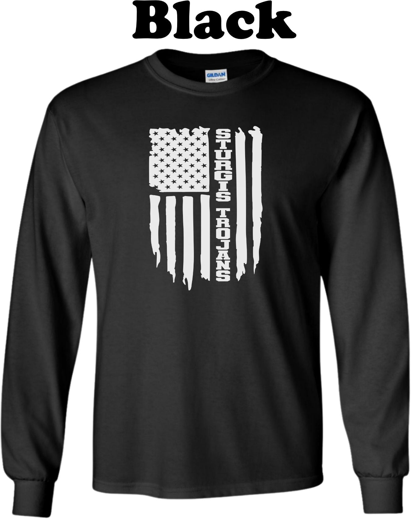 Sturgis Trojans White American Flag Long Sleeve