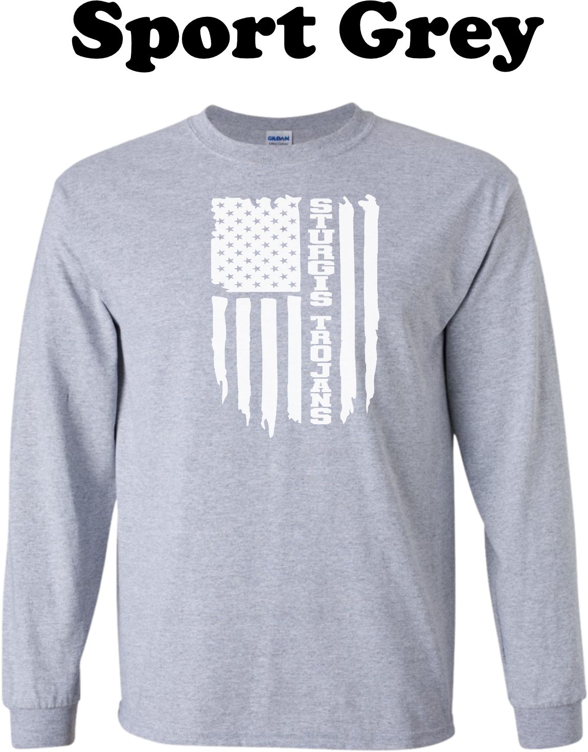 Sturgis Trojans White American Flag Long Sleeve