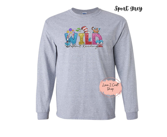Wild about Reading -  Faux Glitter   - Cat in the Hat Long Sleeve