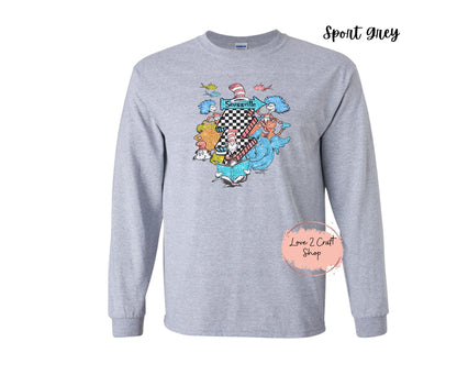 Seussville Collage -  Faux Glitter   - Cat in the Hat Long Sleeve