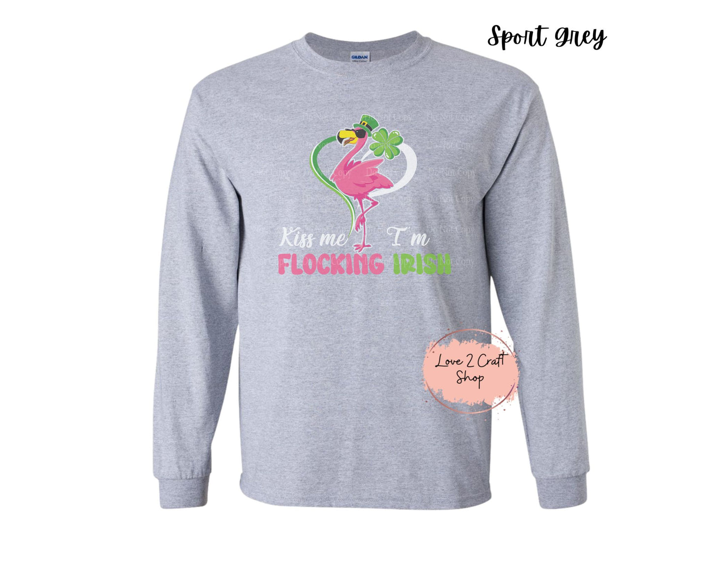 St Patrick's day Kiss me Flamingo Long Sleeve