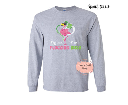 St Patrick's day Kiss me Flamingo Long Sleeve