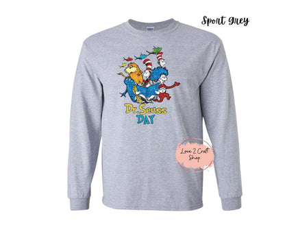 Dr Seuss Day -  Faux Glitter   - Cat in the Hat Long Sleeve
