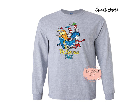 Dr Seuss Day -  Faux Glitter   - Cat in the Hat Long Sleeve