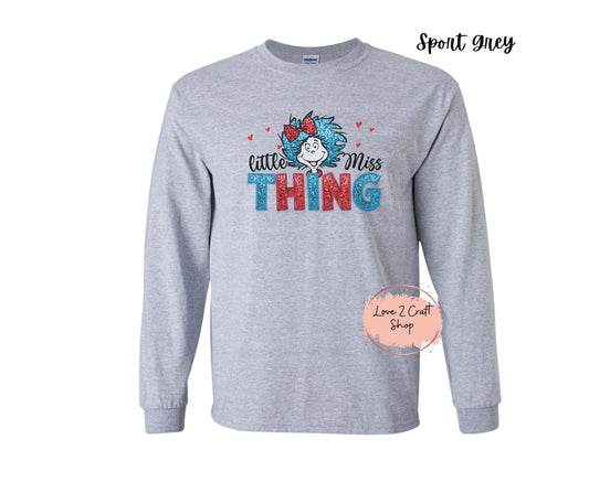 Little Miss Thing   - Faux Glitter   - Cat in the Hat Long Sleeve