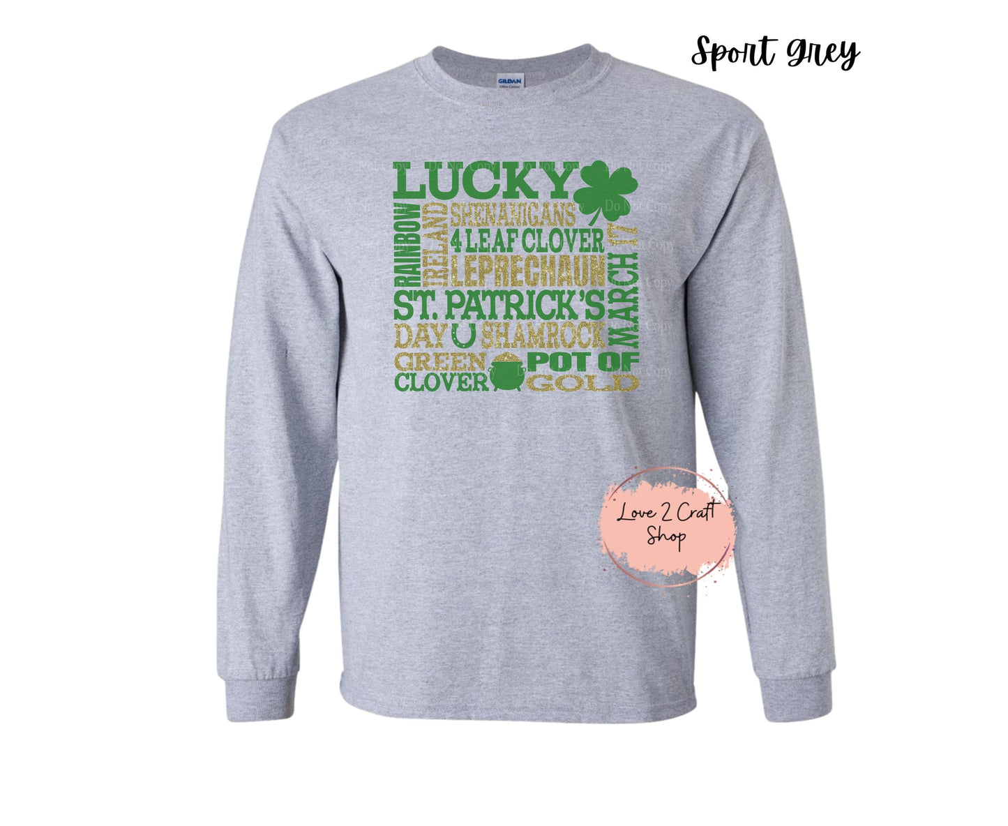 St Patricks day Subway art print - Faux Glitter Long Sleeve