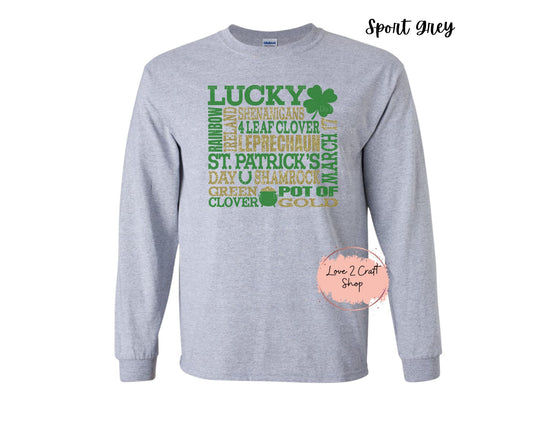 St Patricks day Subway art print - Faux Glitter Long Sleeve