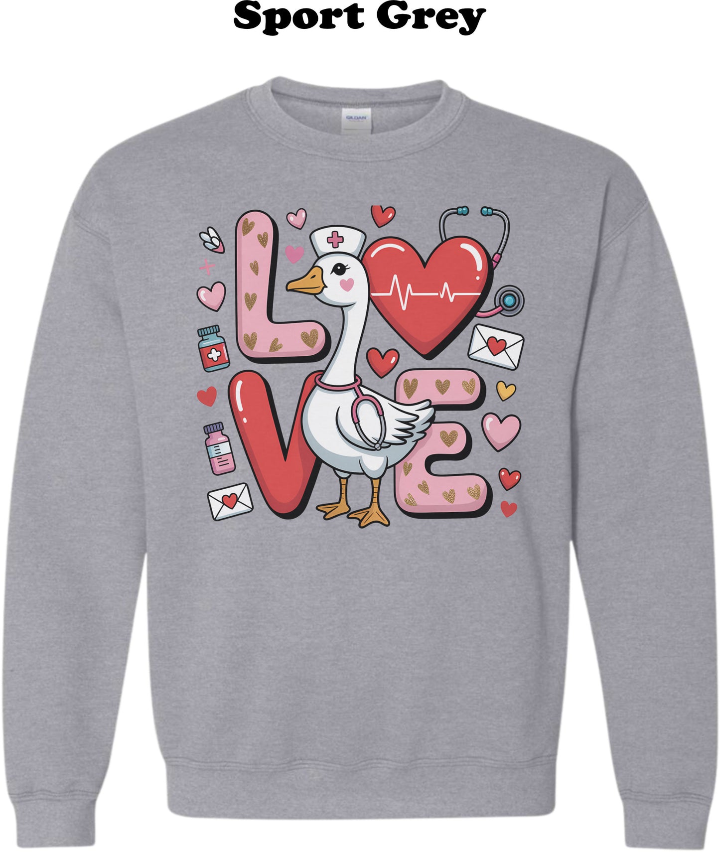 Love Valentine Nurse Goose Crew
