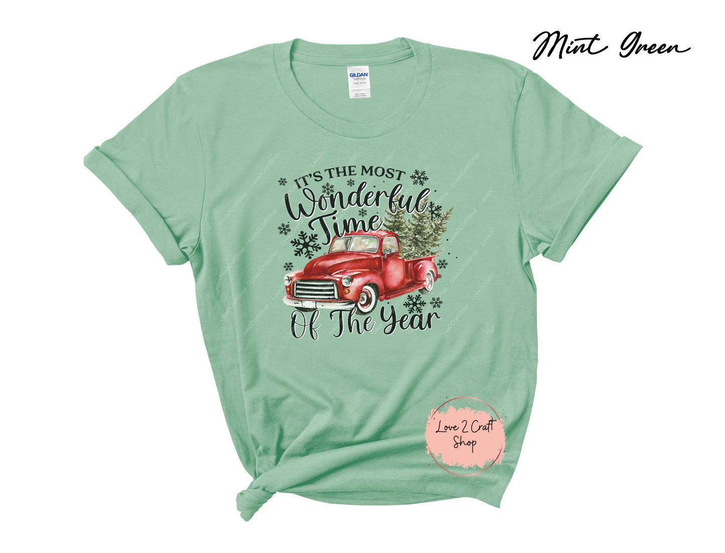 Vintage Red Truck Wonderland: It's the Most Wonderful Time of the Year Tee - Solid