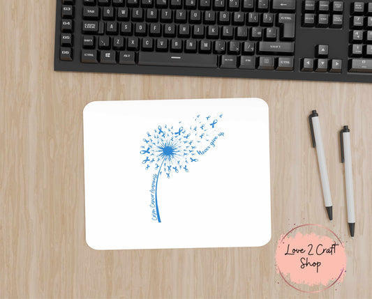 Colon Cancer Dandelion Blue ribbon Mouse Pad 7.5" x 9"