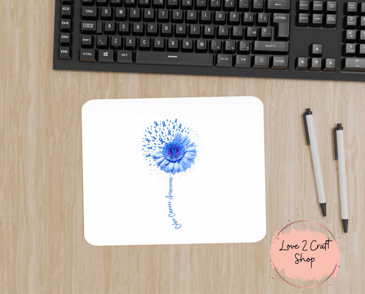 Colon Cancer Awareness Sunflower whimsical Mouse Pad 7.5" x 9"