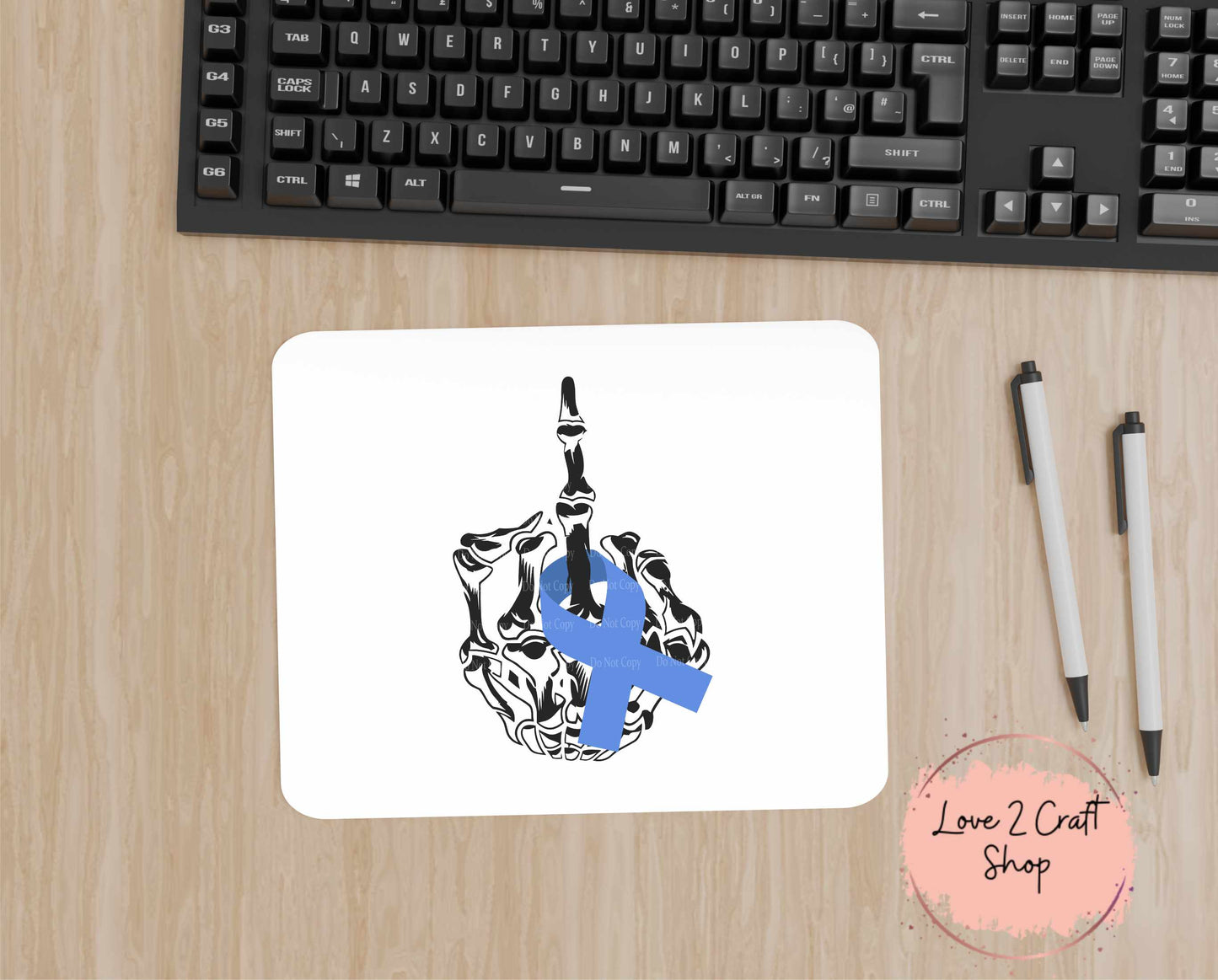 Colon Cancer Skeleton Hand Middle Finger Mouse Pad 7.5" x 9"