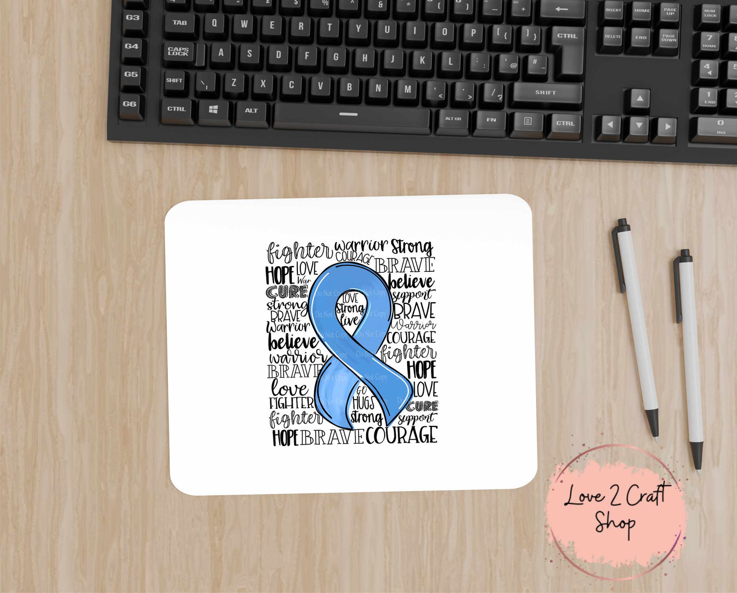 Colon Cancer ribbon typography Mouse Pad 7.5" x 9"