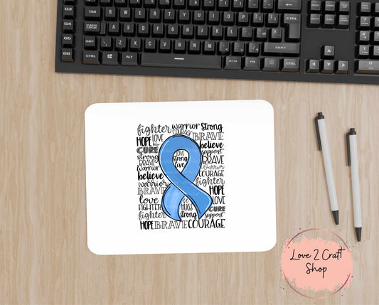 Colon Cancer ribbon typography Mouse Pad 7.5" x 9"