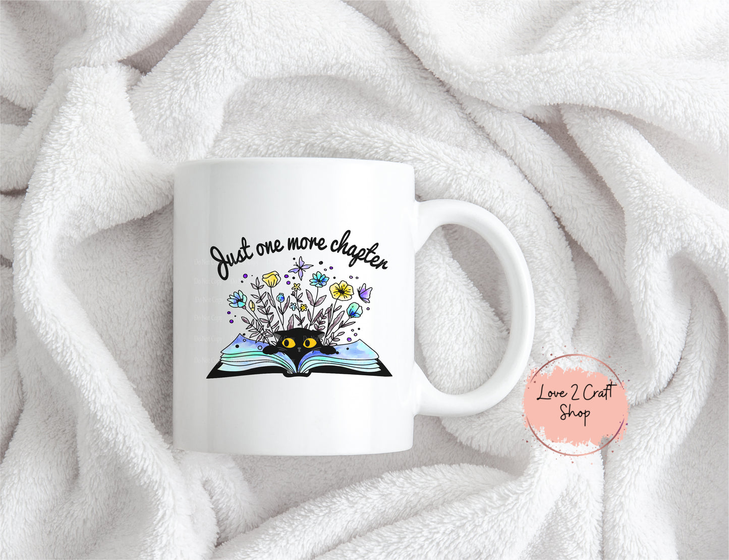 Just One More Chapter Floral with Black Cat Mug
