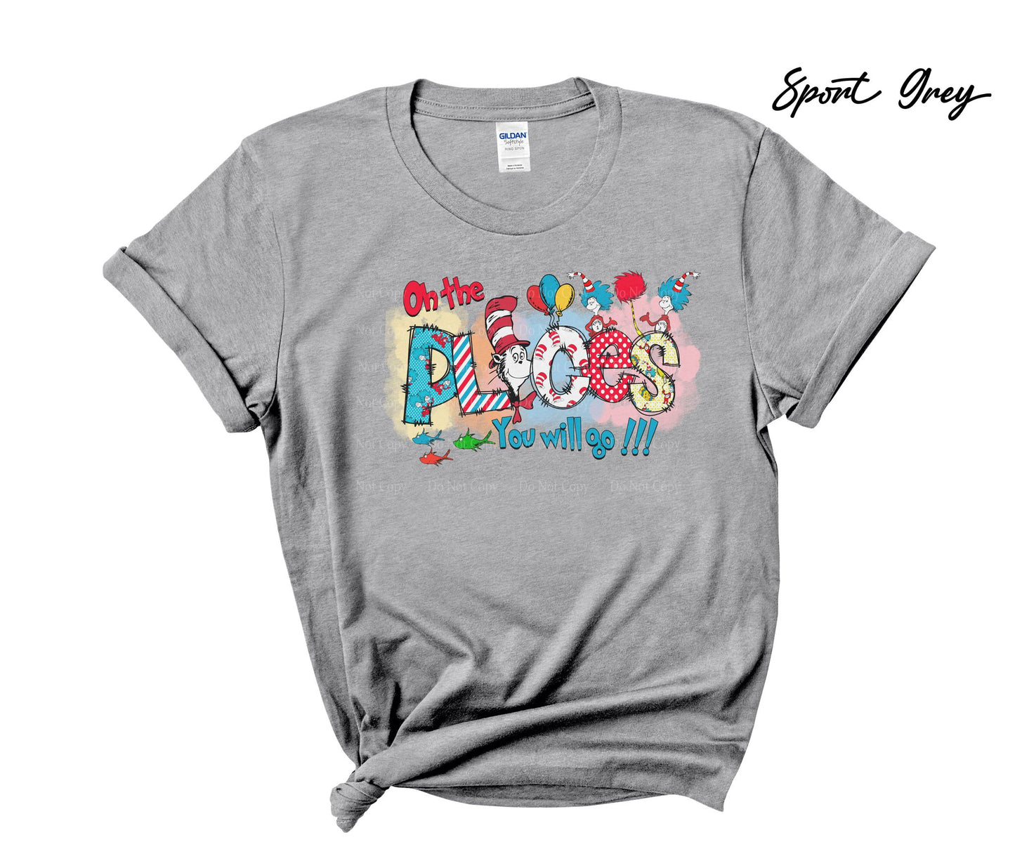 Oh the places you'll go watercolor - Cat in the Hat Tee