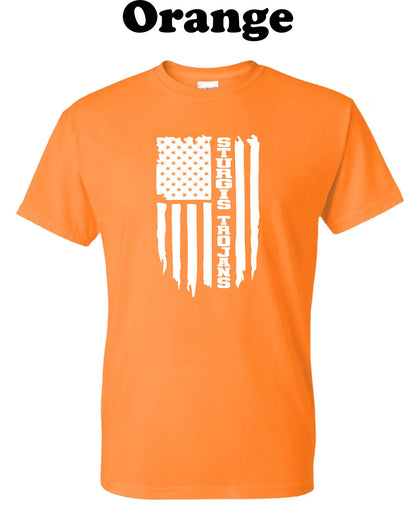 Sturgis Trojans White American Flag Tee