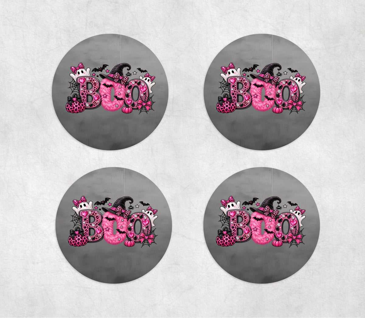 Pink BOO Halloween Coasters