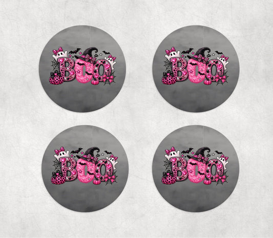 Pink BOO Halloween Coasters
