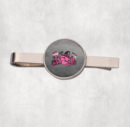 Pink BOO Halloween Mens Tie Clip