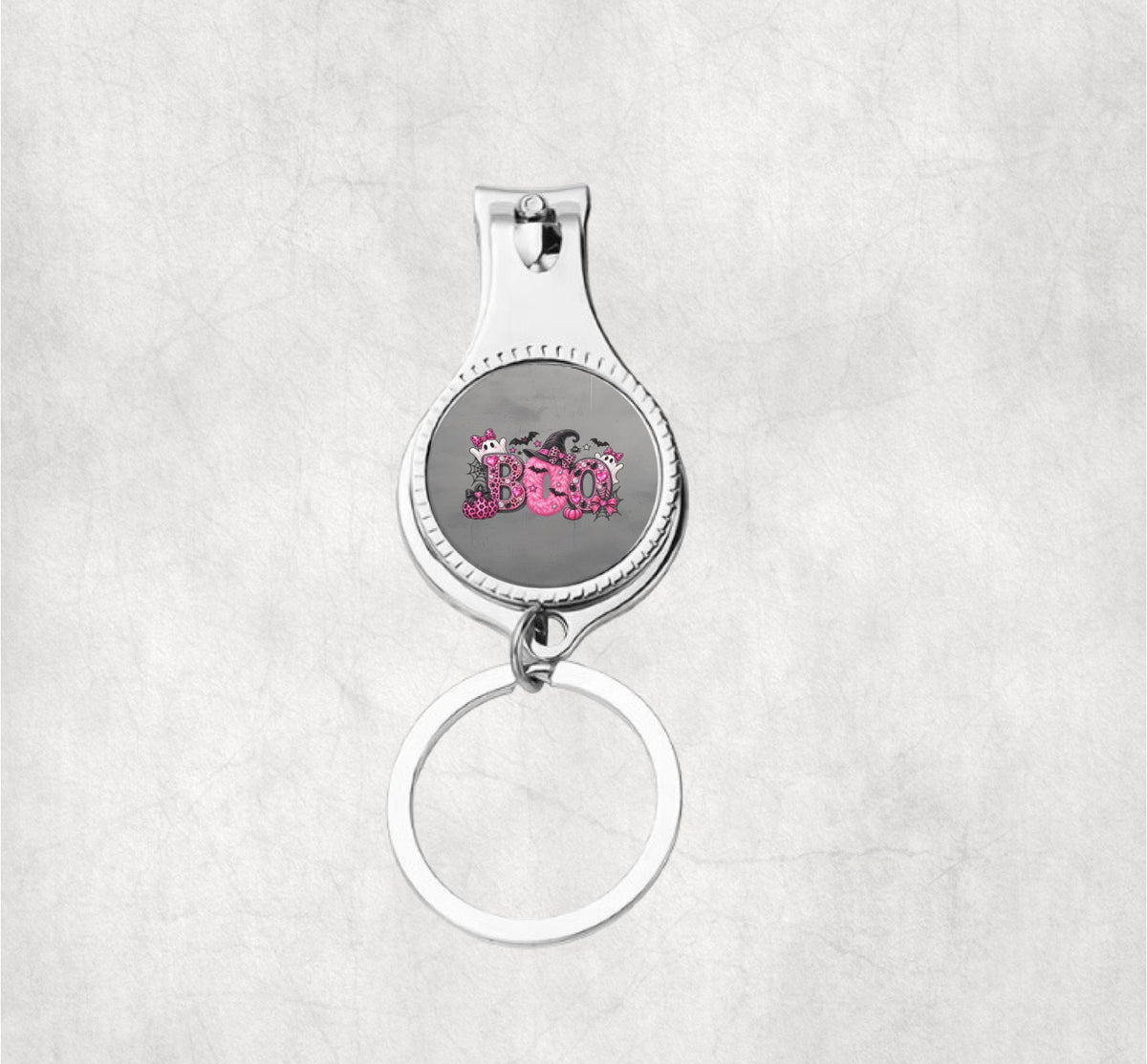 Pink BOO Halloween Nail Clippers Key chain