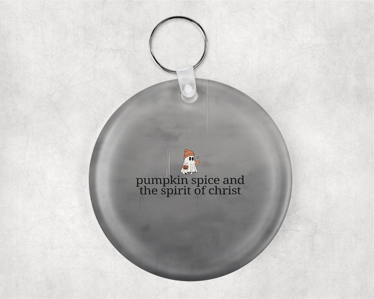 Pumpkin Spice and the Spirit of Jesus Christ acrylic round keychain