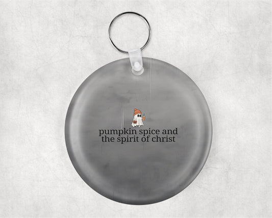 Pumpkin Spice and the Spirit of Jesus Christ acrylic round keychain