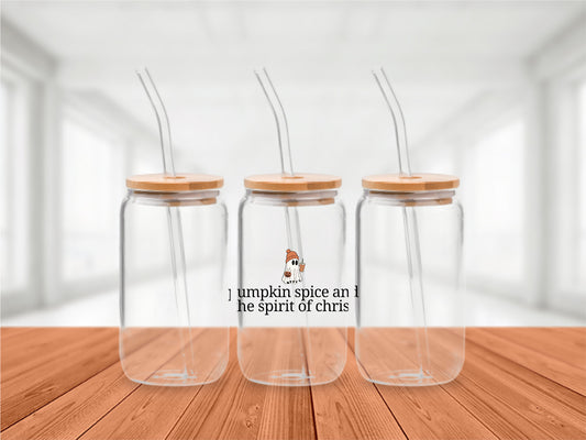 Pumpkin Spice and the Spirit of Jesus Christ Cold Brew Glass Tumbler