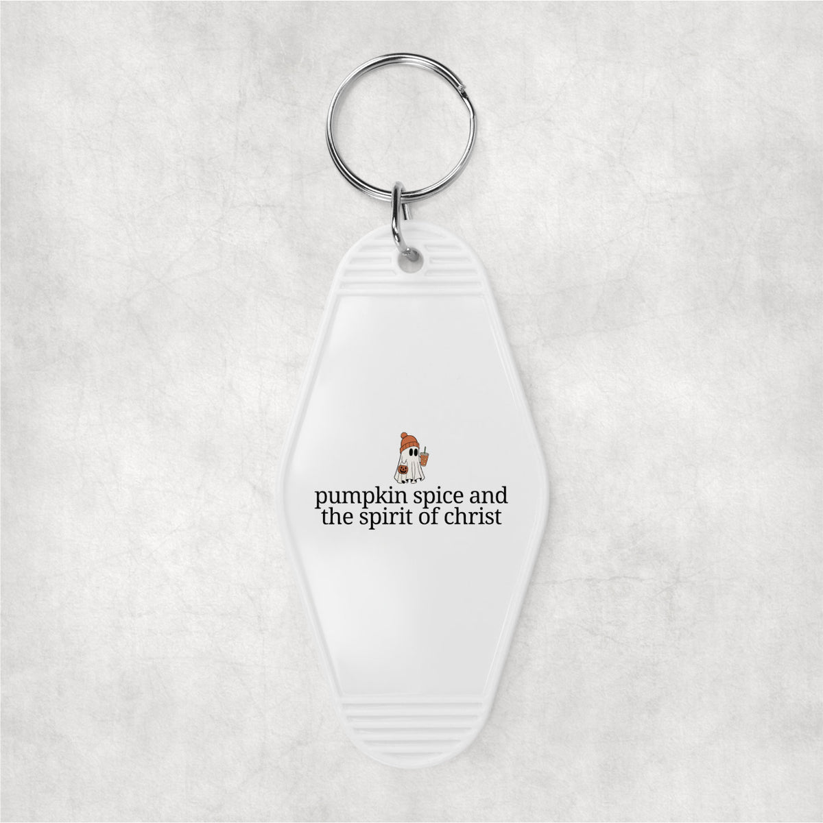 Pumpkin Spice and the Spirit of Jesus Christ Motel Key Chain