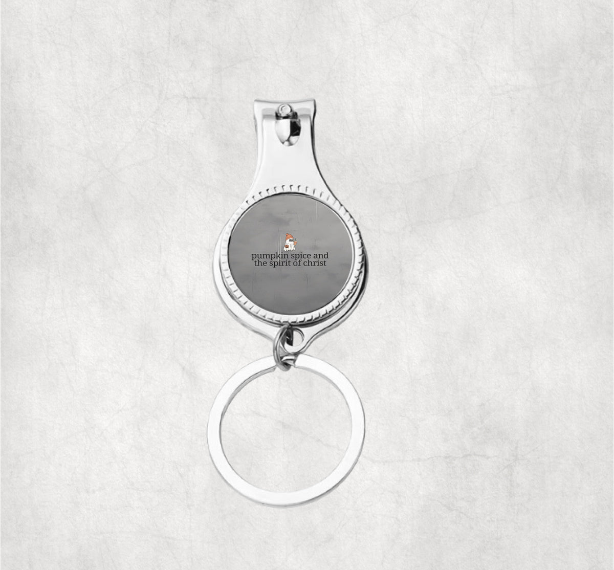 Pumpkin Spice and the Spirit of Jesus Christ nail clippers keychain