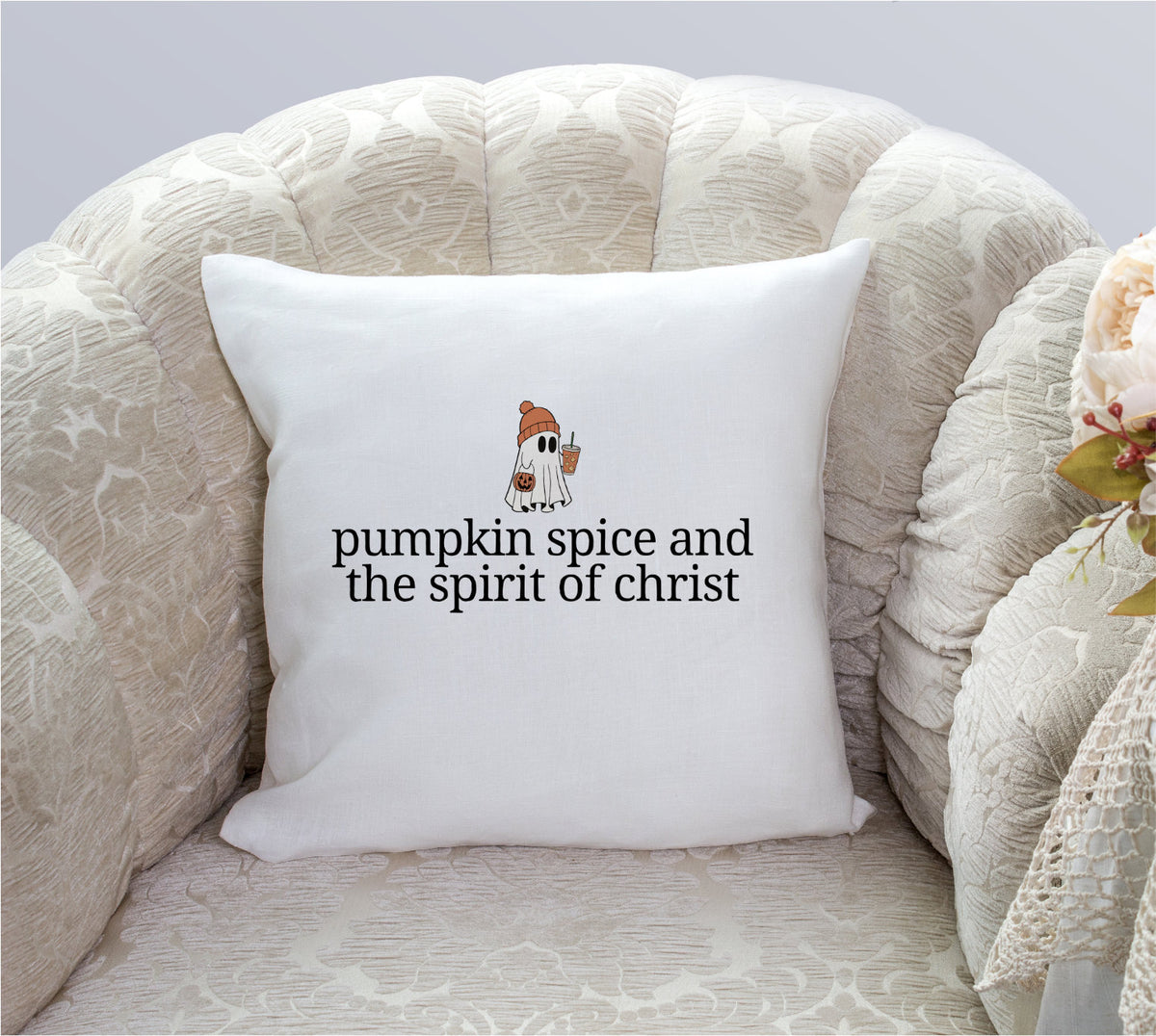 Pumpkin Spice and the Spirit of Christ Pillow 1