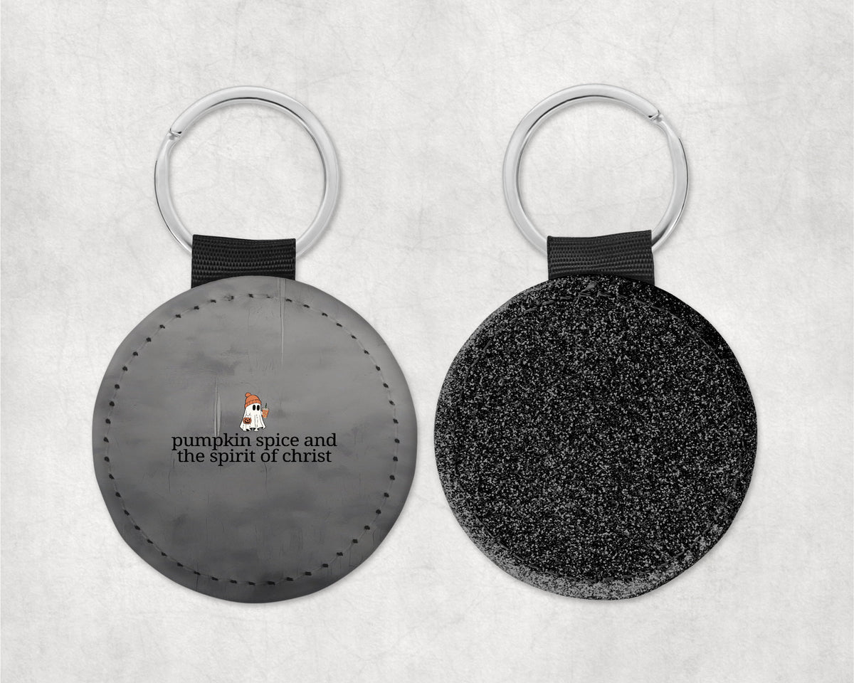 Pumpkin Spice and the Spirit of Christ Round Sparkly Key Chain 1