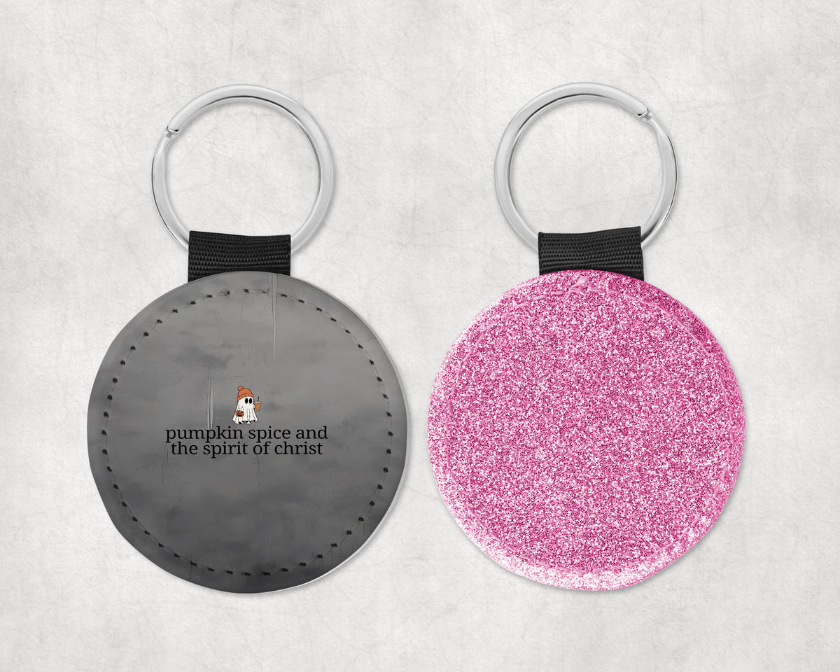 Pumpkin Spice and the Spirit of Christ Round Sparkly Key Chain 4