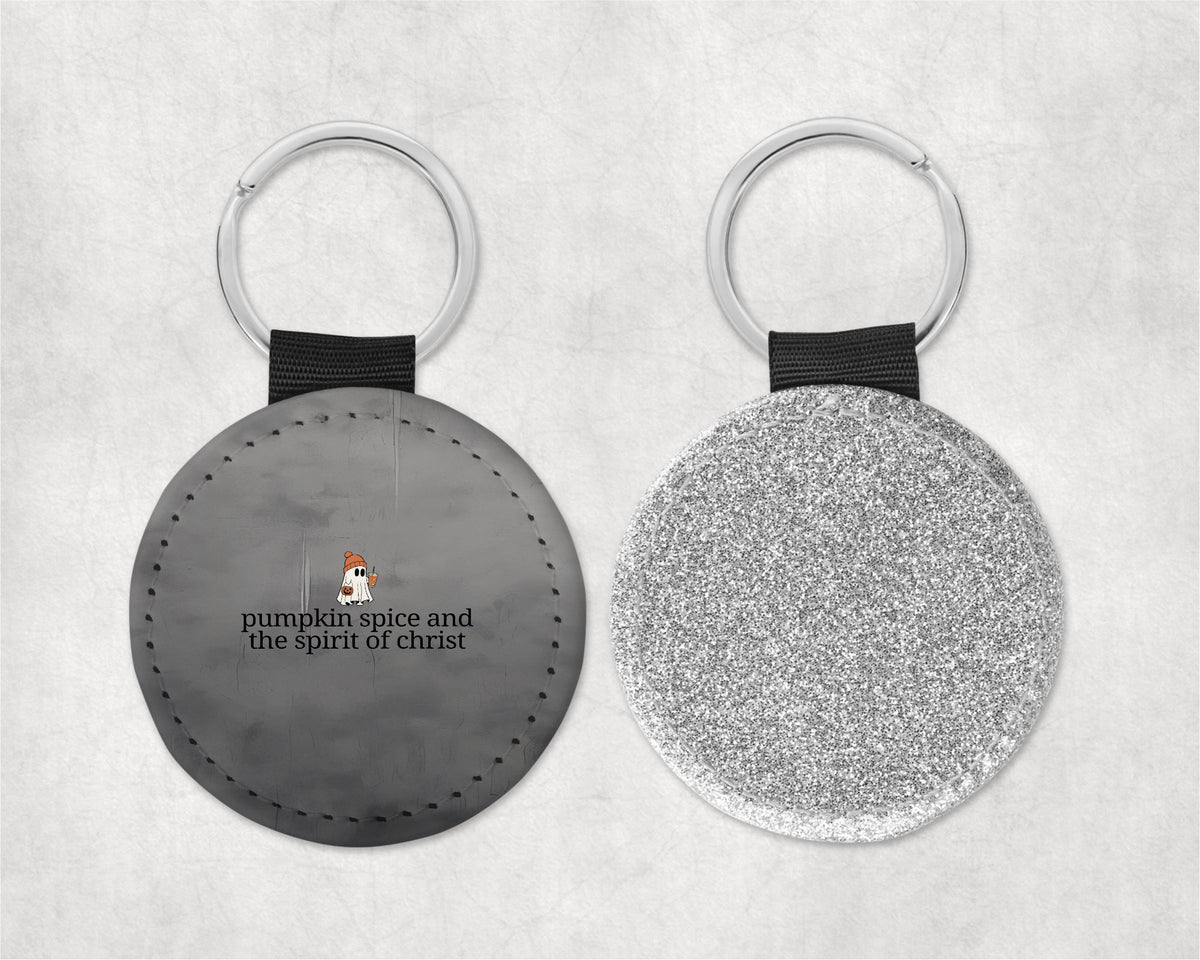 Pumpkin Spice and the Spirit of Christ Round Sparkly Key Chain 5