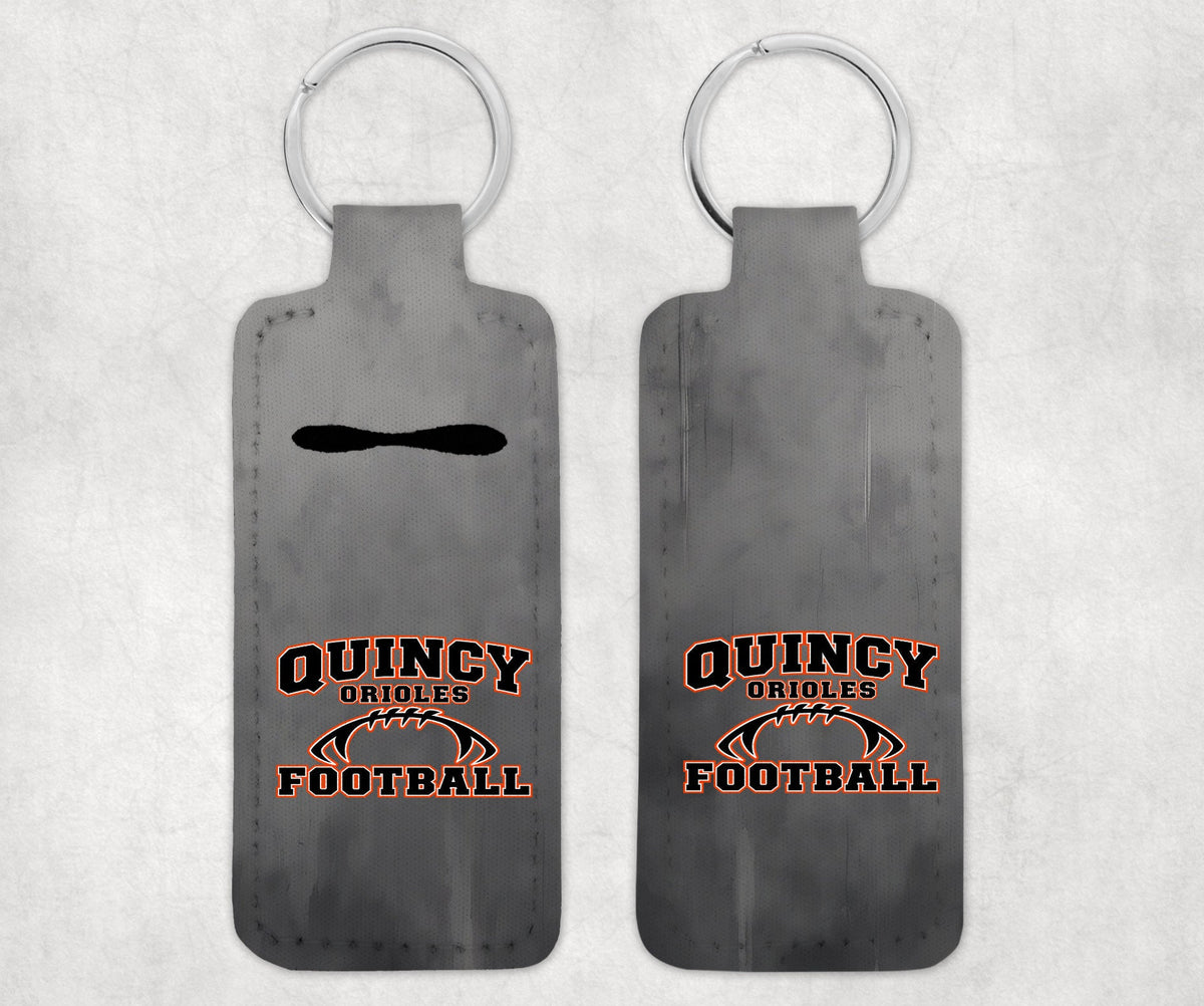 Quincy Orioles Football lip balm holder keychain
