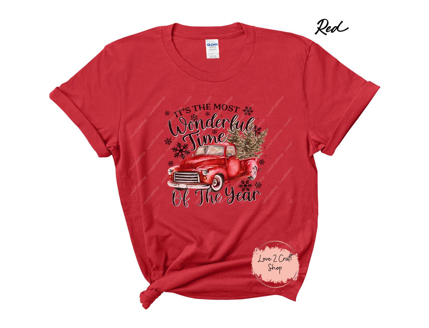 Vintage Red Truck Wonderland: It's the Most Wonderful Time of the Year Tee - Solid