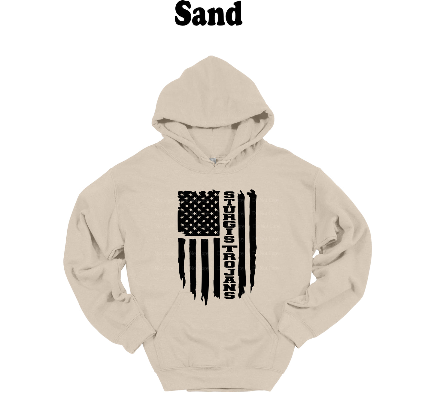 Sturgis Trojans Black American Flag Hooded Sweatshirt
