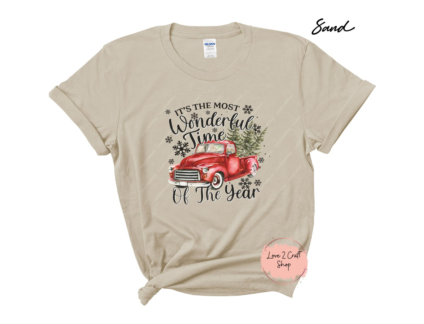 Vintage Red Truck Wonderland: It's the Most Wonderful Time of the Year Tee - Solid