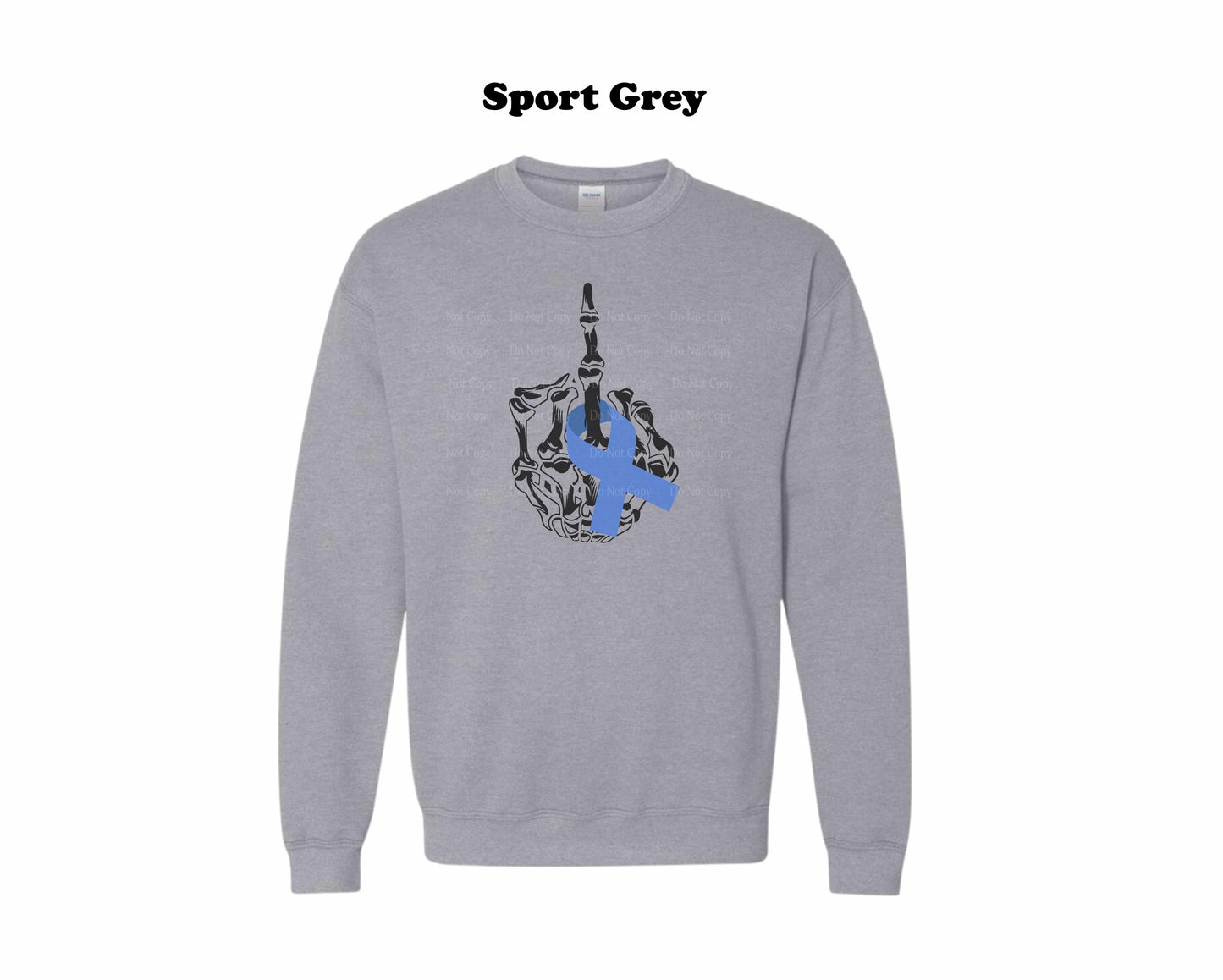Colon Cancer Skeleton Hand Middle Finger Crewneck