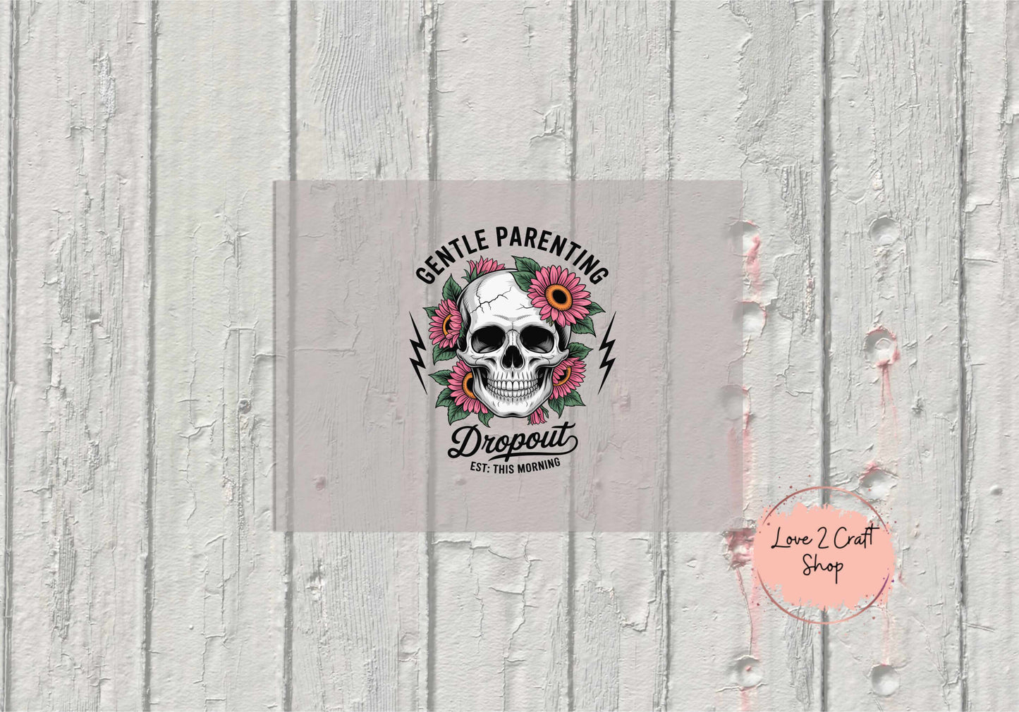 Skull Gentle Parenting with flowers DTF Print