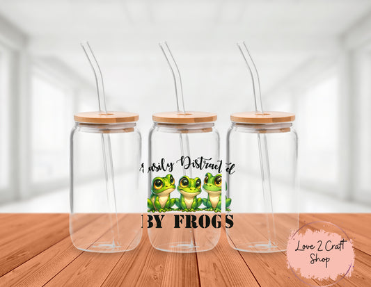 Easily distracted by Frogs Cold Brew Glass Tumbler