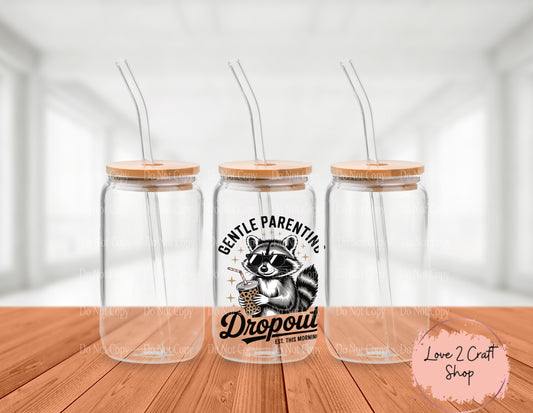 Raccoon Gentle Parenting Cold Brew Glass Tumbler