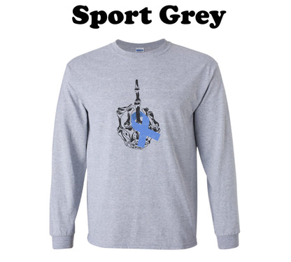 Colon Cancer Skeleton Hand Middle Finger Long Sleeve